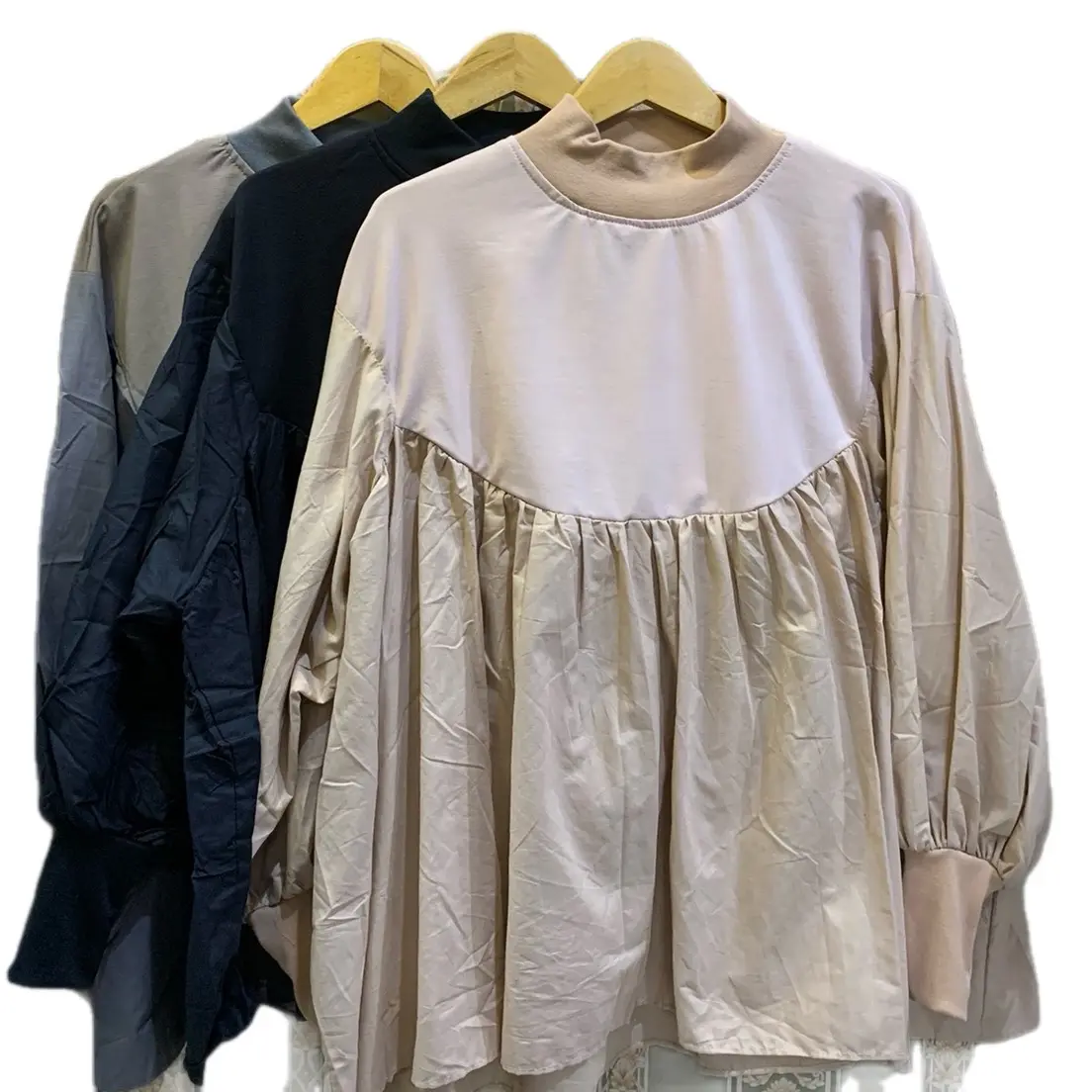 Blouse Atasan Turtleneck Wanita Oversize Model Batwing