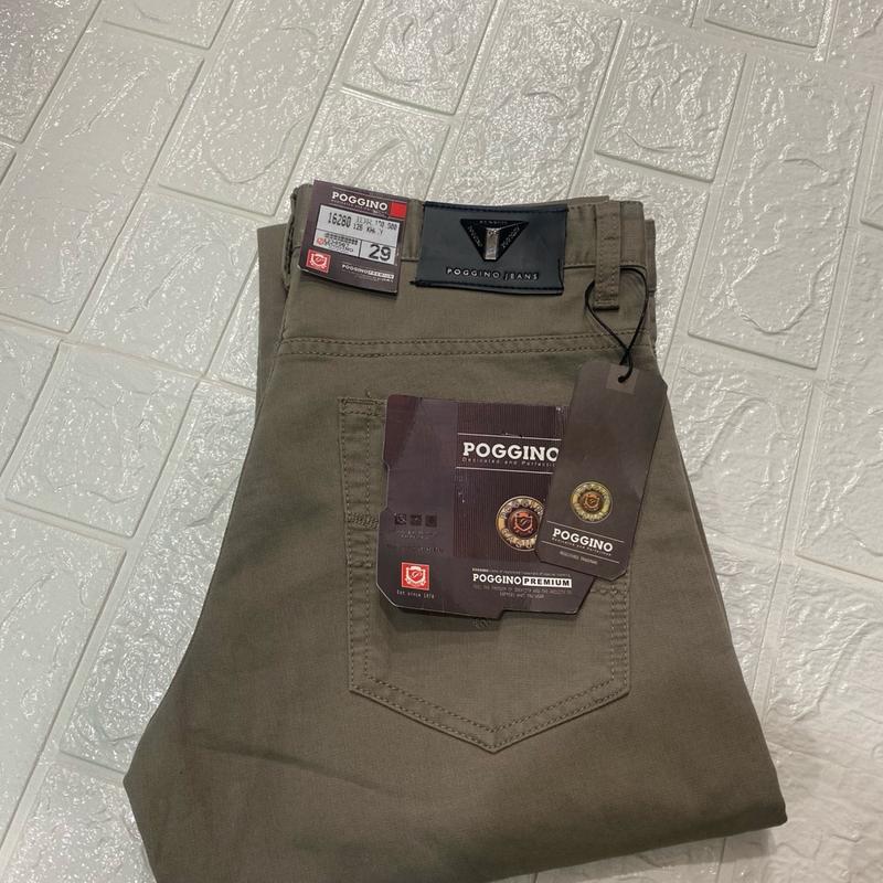celana kanvas katun poggino panjang standar pria/cowok formal kecil besar jumbo Tebal Dewasa Nyaman Keren Lembut Kantong Hitam Chino 5
