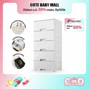 CuteBaby Laci Plastik Lemari laci Pakaian Susun Plastik Roda Loker Plastik Lemari Bayi-Cabinet Storage Furniture Minimalis Tingkat Termurah