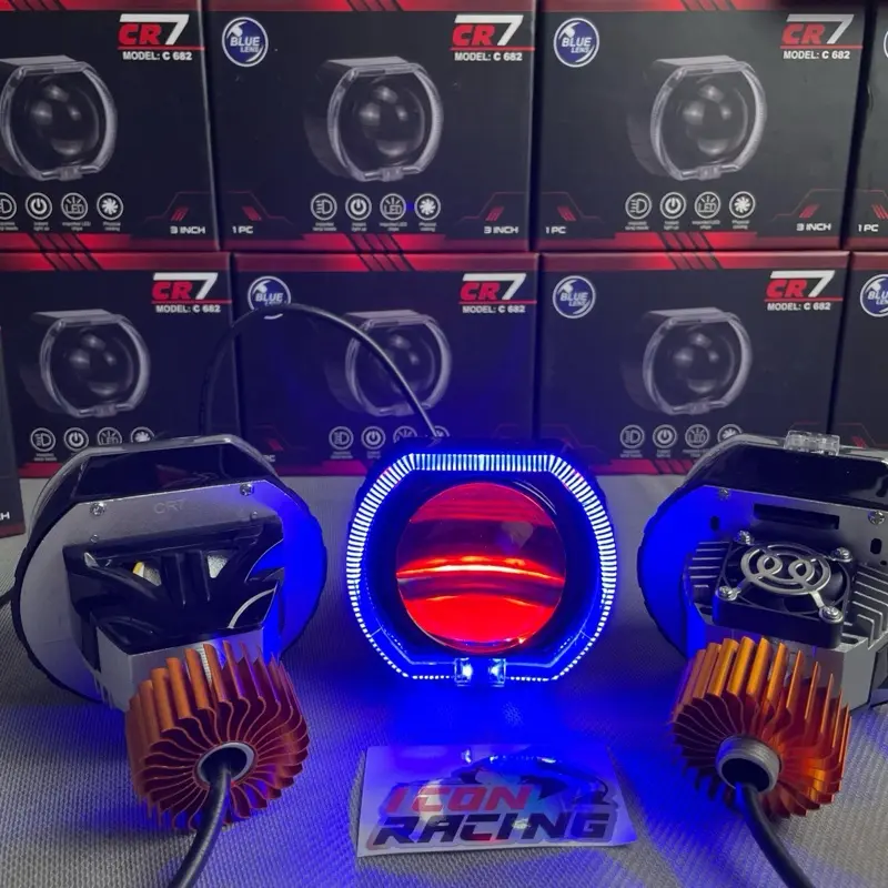 Lampu Utama Biled CR7PRO 4,5 Inc Blue Lens 3 Inc Lensa Cahaya Flat Dengan Kipas Pendingin Full Aluminium 1