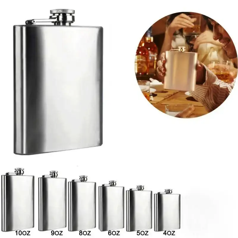 Portable Stainless Steel Flask 201 Classic Design Outdoor Camping Mini Alcohol Bottle Durable Travel Whiskey Container