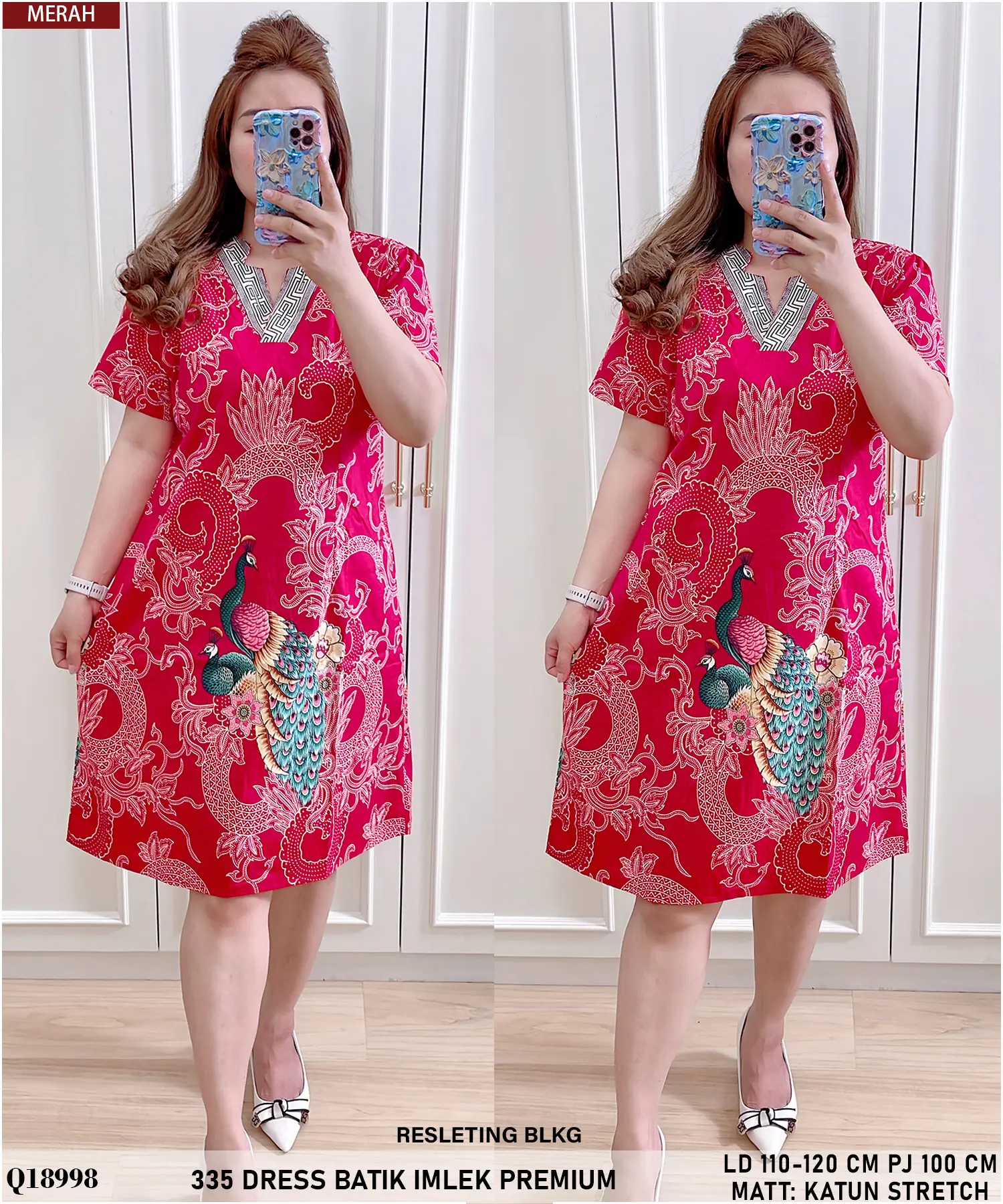 1229 / 335 / 523 DRESS BATIK MERAH EDISI IMLEK