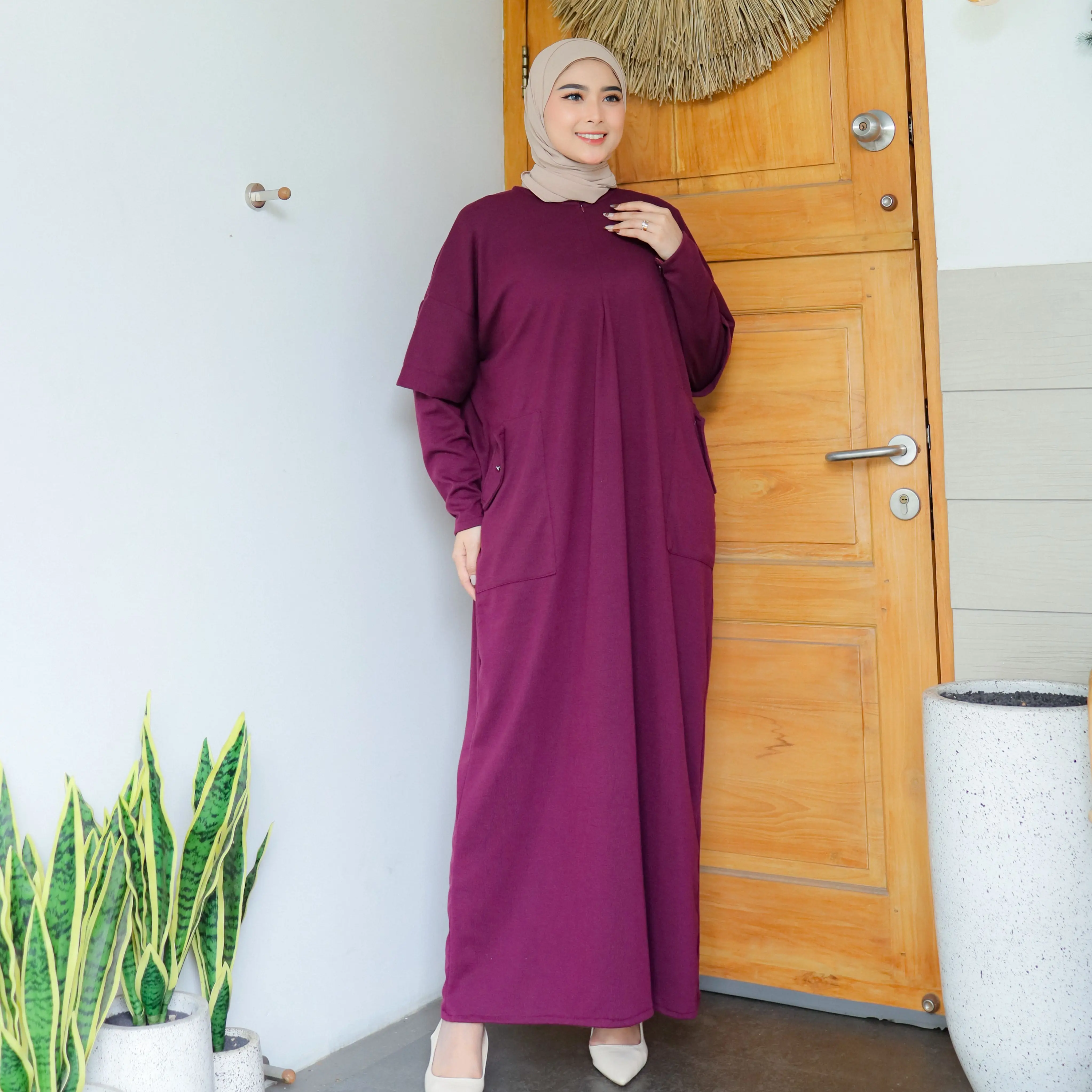 Meena Gamis Knit - Gamis Busui Friendly - Dress Knit Premium - Dress Wanita Terbaru - Gamis Wanita Muslim Syari
