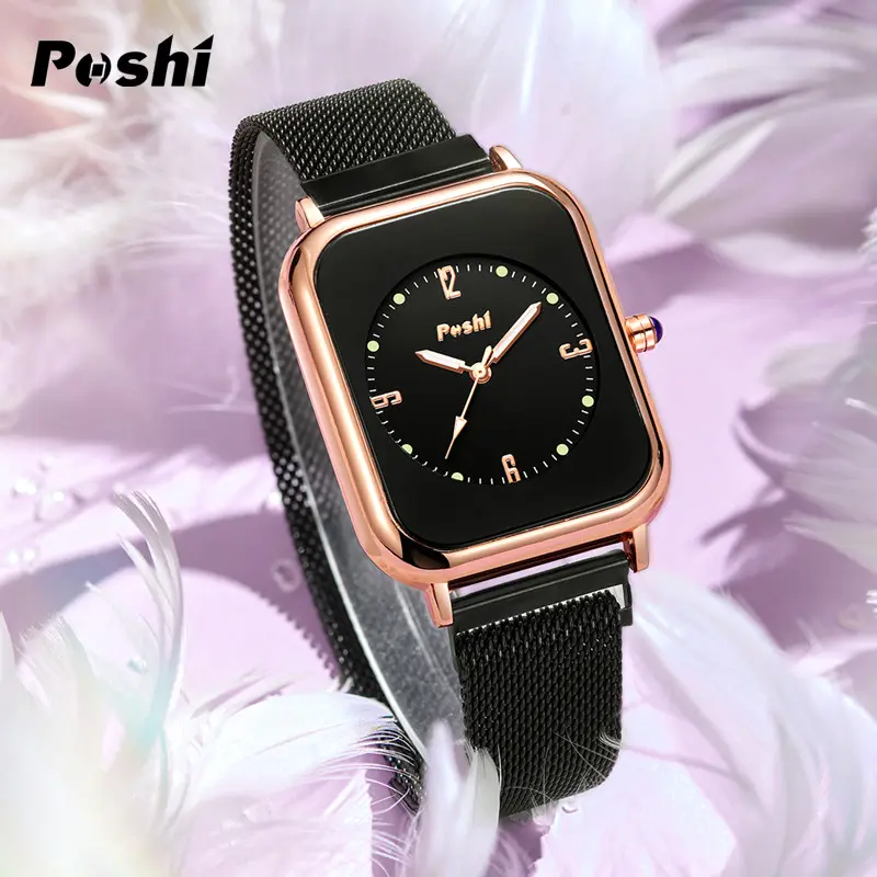 (002 harga telah diganti, cepat beli) POSHI Mesh Belt Jam Kuarsa Jam Tangan Fashion Wanita Gratis Ongkos Kirim Quartz Watch Women PS937 8