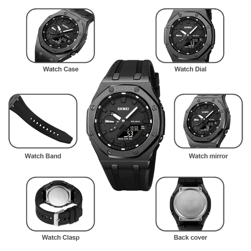 Jam Tangan Pria Analog-Digital World Time Tahan air SKMEI 2243 1