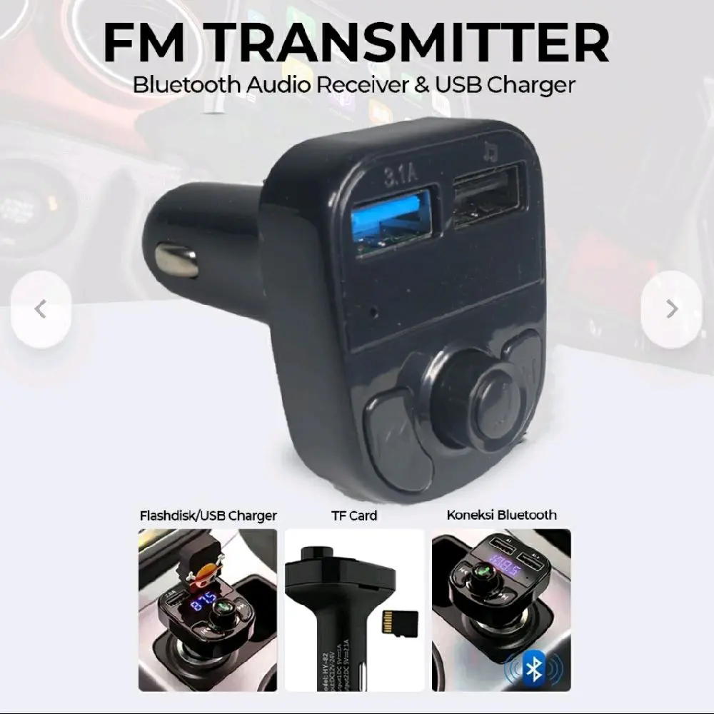 Jinserta Bluetooth Audio Receiver FM Transmitter USB Charger