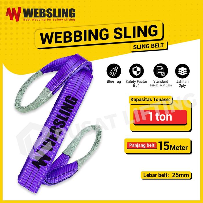 Gambar Webbing Sling 1 Ton 15 Meter WEBSLING Sling Belt Double Ply dari Pusat Lifting Kota Administrasi Jakarta Barat Tokopedia