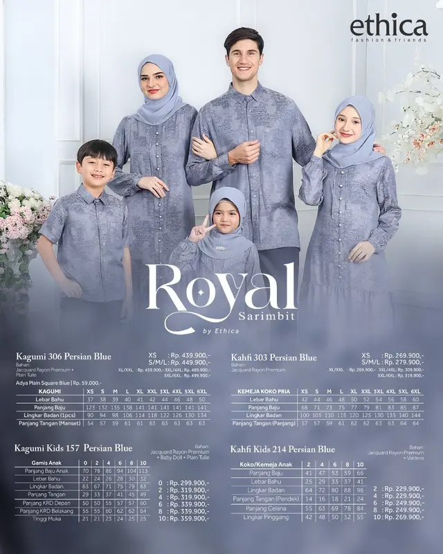 SARIMBIT/SERAGAM LEBARAN KELUARGA | BAJU LEBARAN TERBARU 2024 | ROYAL 18 PERSIAN BLUE BY ETHICA 5