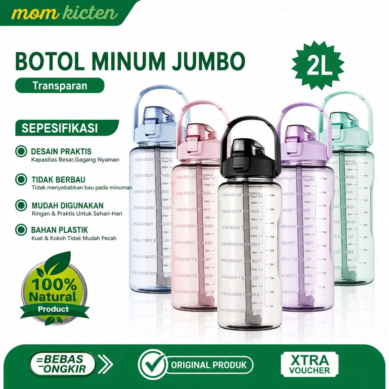 [MK]BOTOL MINUM VIRAL 2 LITER BENING 2000 ML GRATIS STICKER BOTOL KEKINIAN RANDOM Bottles Kitchenware Water