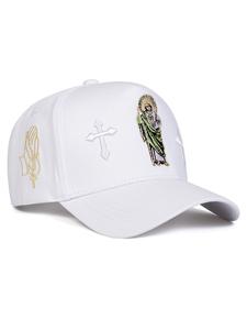 Gorra unisex con cruz de Jesús, estructura de cinco paneles, gorra ajustable con protección solar, tejido plano casual, adecuada para viajes y uso al aire libre en primavera y otoño