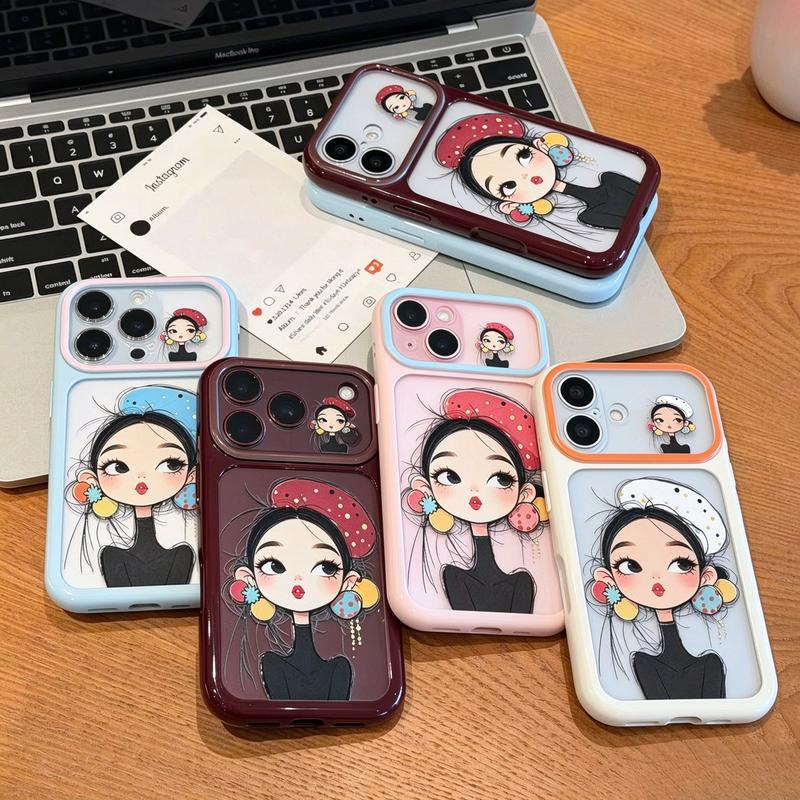 Ốp lưng iPhone, tương thích với iPhone 16, 15, 14, PLUS, 13, 12, 11, PRO MAX, XS, MAX, XR, X, 78PLUS Các cô gái đội mũ nhiều màu sắc khác nhau
