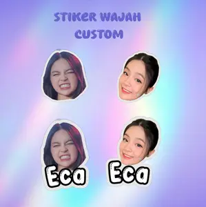STIKER CUSTOM FOTO WAJAH DAN TULISAN 5 PCS (BISA COD)