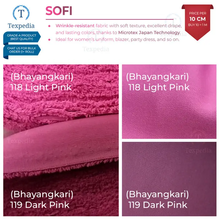 Flash Sale SOFI (per 10 cm) - Bahan Kain Bhayangkari Seragam Pink (Sofie, Sophie)