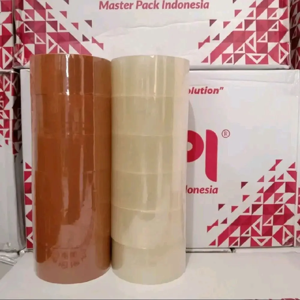 Lakban Bening dan Coklat 45mm x 54 Meter (1 Slop isi 6pcs)