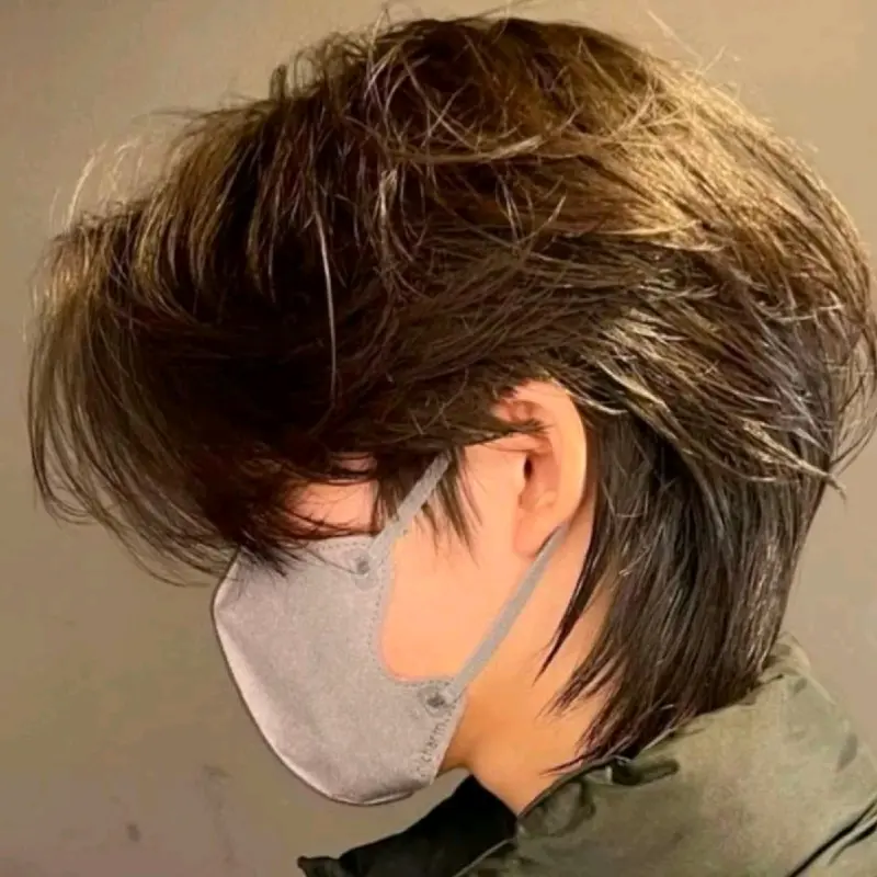 WIG PRIA KOREA MODEL MULLET PENDEK GAYA POTONGAN WOLFCUT 2