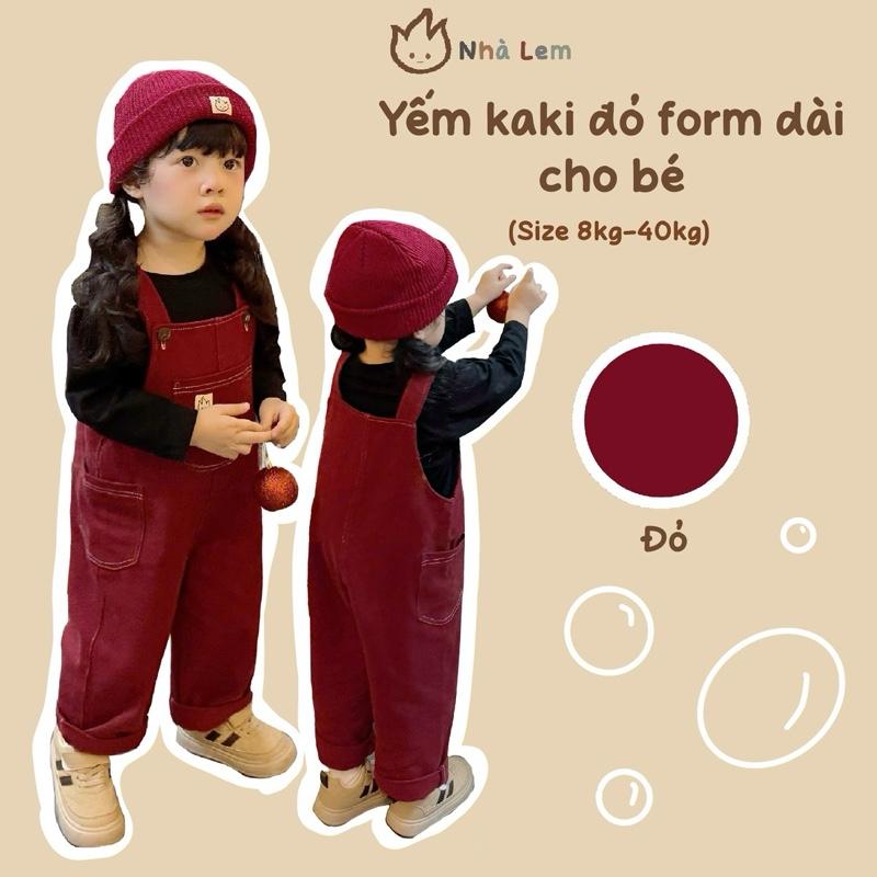   Không kèm áo  Yếm Kaki Dài Đỏ Cho Bé Nhà Lem Kids 