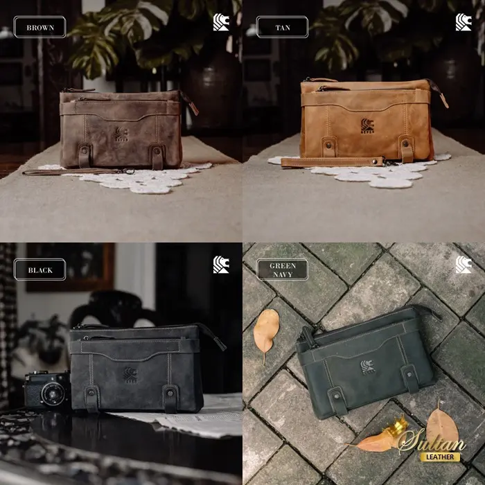 BORONG! CLUTCH HANDBAG TAS TANGAN PRIA KULIT SAPI ASLI LISBON LEATHER BAG 2
