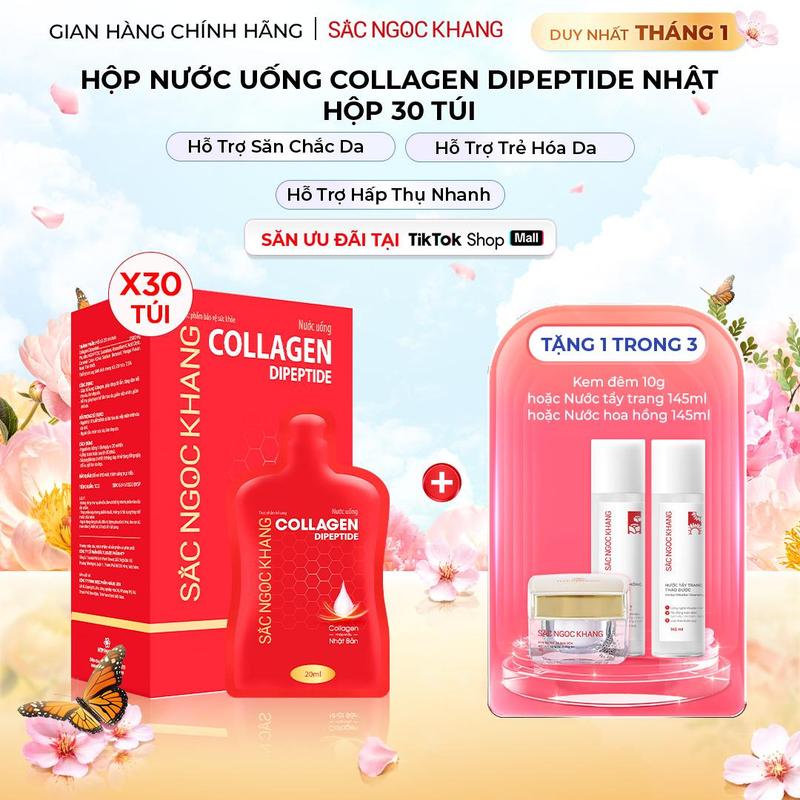 Nước Uống Collagen Dipeptide Sắc Ngọc Khang 30 túi - Hỗ Trợ Đàn hồi da Hỗ Trợ Xương Khớp Hỗ Trợ Cải Thiện Nếp Nhăn