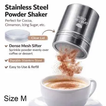 Powder Shaker Chocolate Penabur Bubuk Kopi Cokelat Gula Size M - HY1801504 - Silver