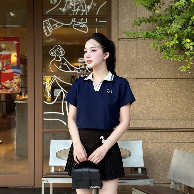 Áo Polo Nữ cổ V thêu chỉ dệt kim sang trọng trẻ trung năng động M22 - Nữ thiết kế phong cách năng động phù hợp cho hoạt động hàng ngày