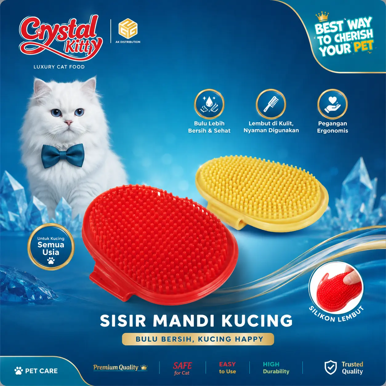 SISIR BULU KUCING ANJING (KARET) Sisir Mandi Kucing Sisir Mandi Cat/Dog Comb Sisir Grooming (Warna Random)