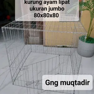 kandang ayam besi lipat, kurung ayam lipat, jemuran ayam ukuran jumbo 80x80x80 bahan tebal kokoh di lengkapi dengan pintu bagian atas bisa tutup buka