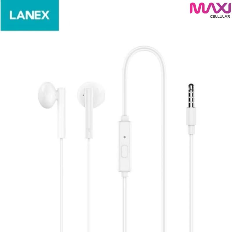 LANEX Earphone Kabel LE10 3.5mm Earbud Setengah Telinga Nyaman Putih 4