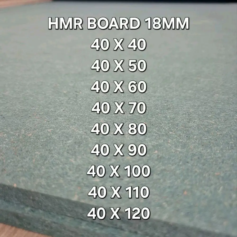 Papan MDF/HMR Board custom warna hijau 18mm lebar 40 cm