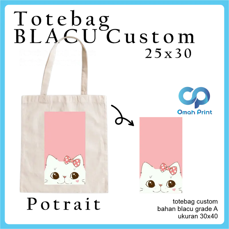 Totebag Blacu Totebag Custom Satuan Premium 25 x 30 CM Tote bag Wanita 3