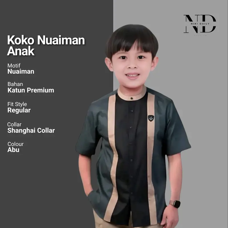 Baju Koko Anak Nuaimann Lengan Pendek 1-8 Tahun Kombinasi 3 Warna Bahan Full Katun Vito Signature Muslim Kurta Pria Casual Motif Lembut Nyaman Panjang Toyobo 2