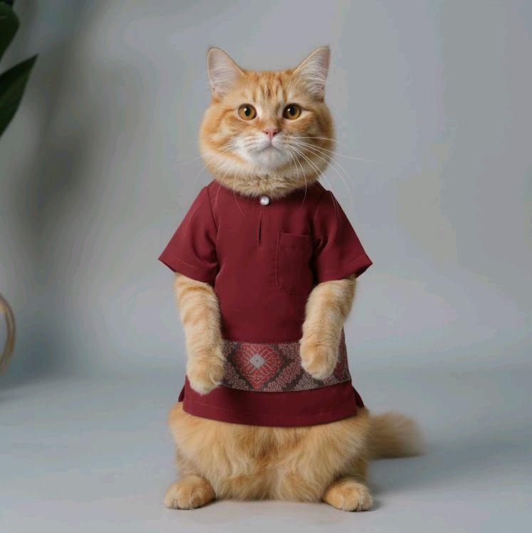 [Maroon] Baju Melayu Songket Kucing Eksklusif Baju raya kucing jantan ...