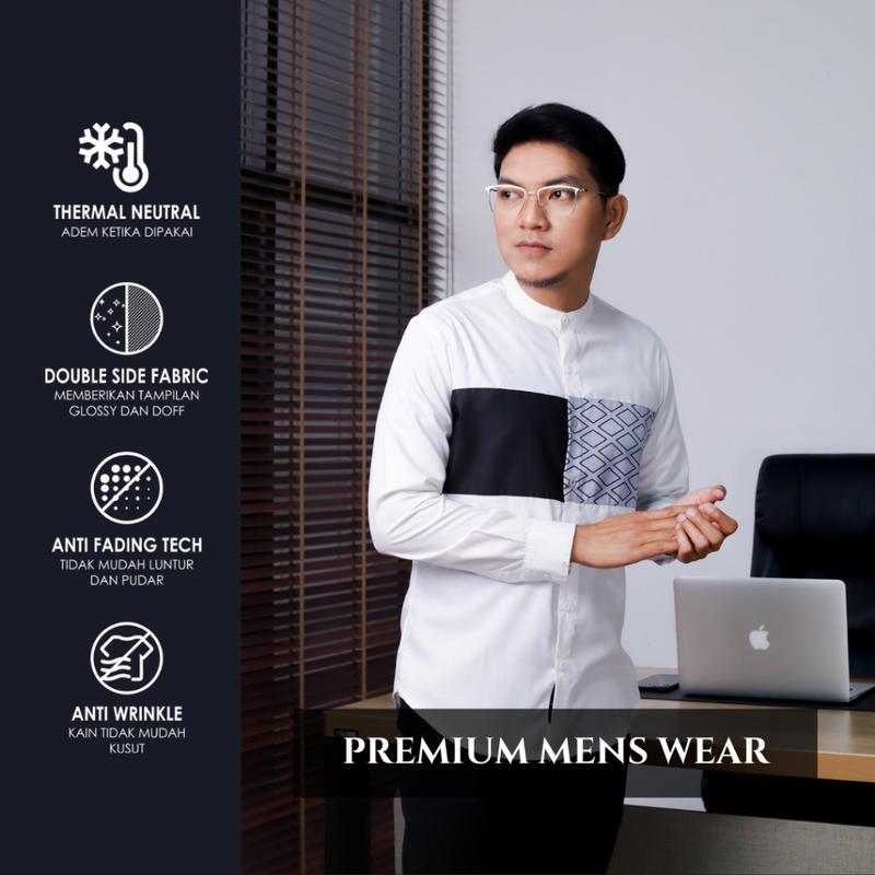 Nakumi Nakabi Al Qarny 01 Kemeja Kantor Pria Slim Fit Putih Katun Motif 4