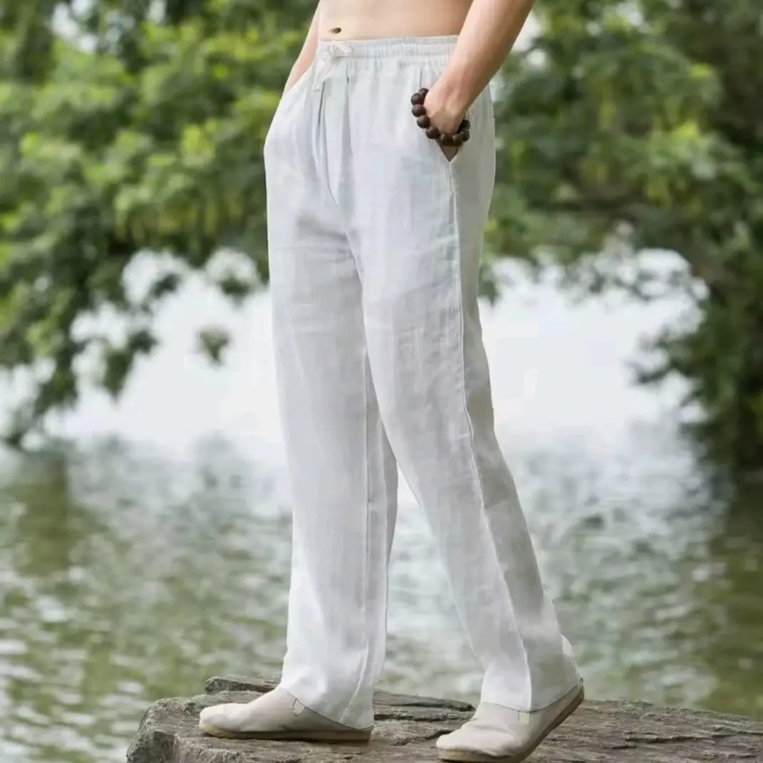 LINEN.ELITE Celana Panjang Pria Katun Linen Slimfit Celana Pria Linen Casual Santai Dewasa