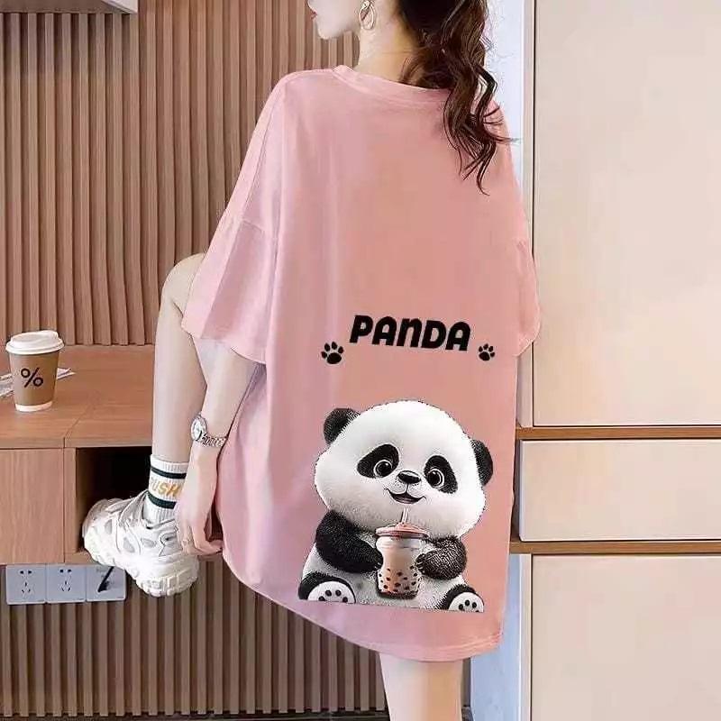 SILVANESSA T SHIRT OVERSIZE BIG PANDA KAOS OVERSIZE ATASAN UNISEX COTTON COMBAD 100% 2