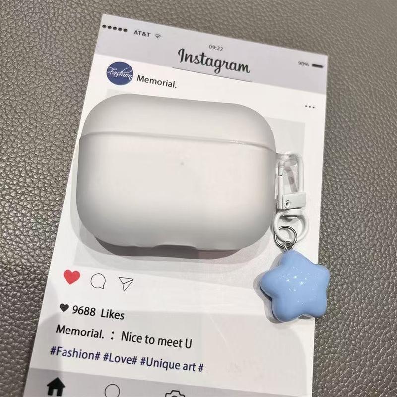 Ốp tai nghe màu trơn đơn giản với họa tiết ngôi sao treo trang trí, vỏ bảo vệ tai nghe Bluetooth cho Airpods 4 Pro2