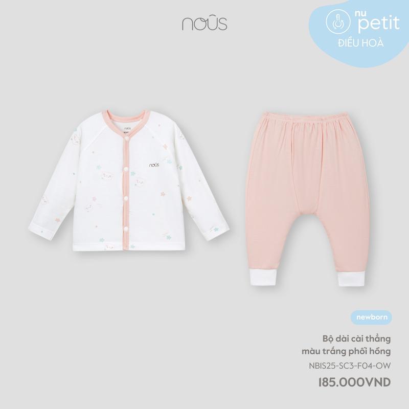 [KOL Nous Newborn] S80 Bộ quần áo cài thẳng dài tay phối họa tiết chất liệu Nu Petit (cho bé từ 0-5kg) BST T7