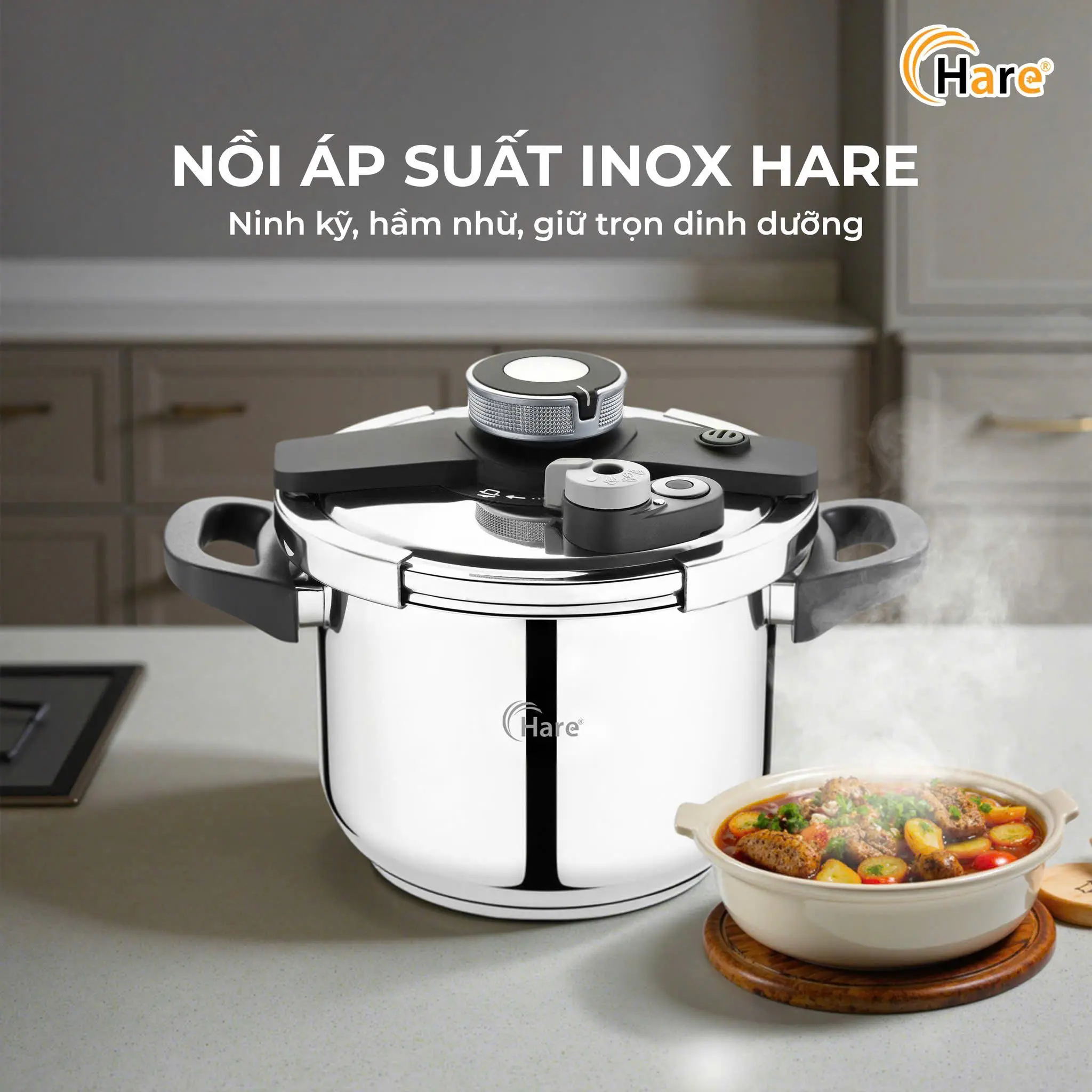 [Tặng Zoăng cao su + vung kính] Nồi áp suất Inox chống nổ, dễ sử dụng, đáy 5 lớp, đun mọi loại bếp, dung tích 6L 7L 8L, SUS304, 3 van điều áp an toàn (Cooker Nấu Cơm)