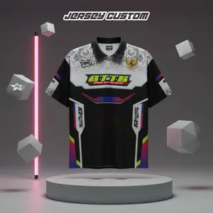 Jersey Custom 1an - KERAH KANCING V-NECK – Jersey Racing Satuan Kerah Polo Full Printing – Custom Polo Shirt Jersey Balap Sublim Adem Cepat Kering Dryfit Milano Unisex Baju Atasan