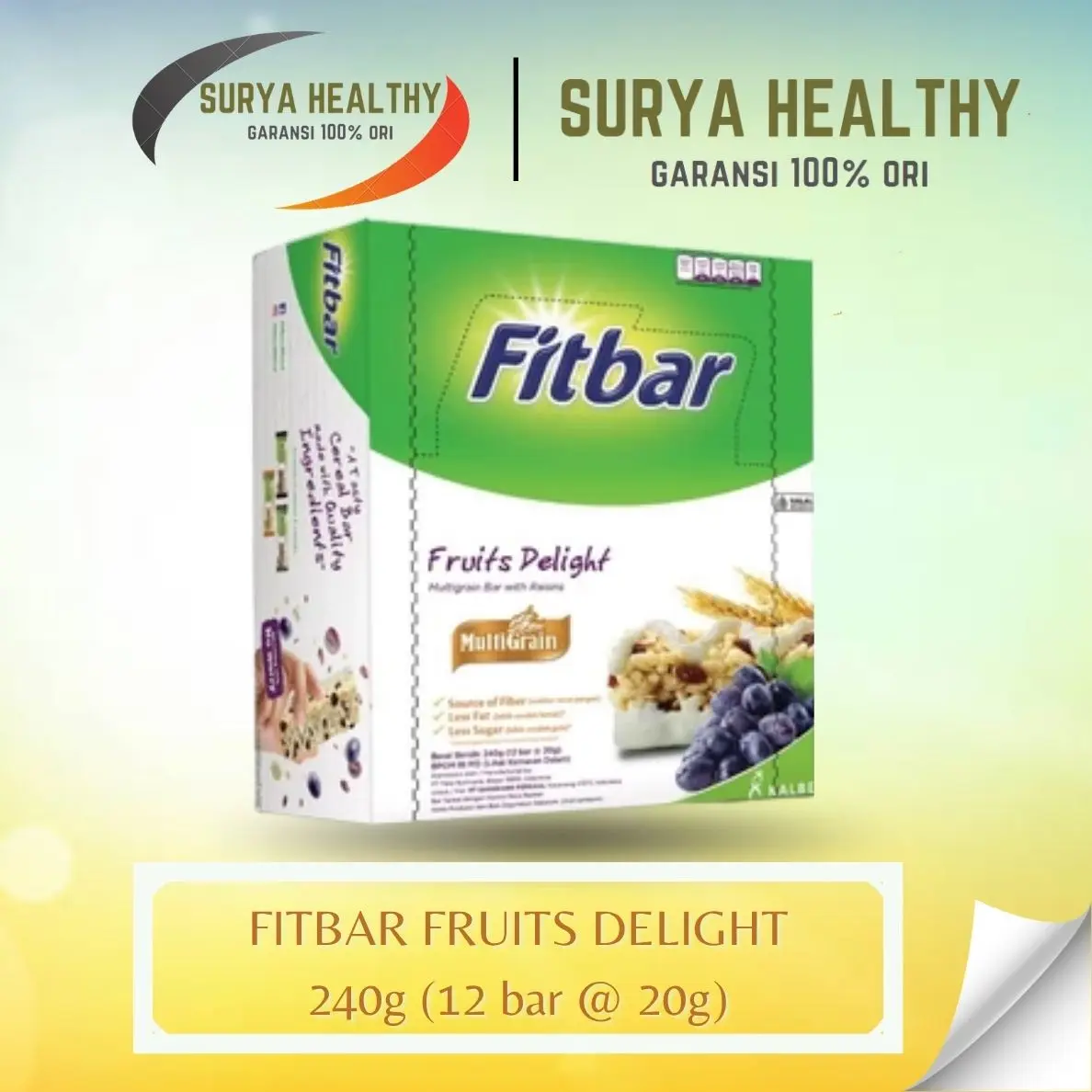 FITBAR MULTIGRAIN BAR 1 BOX ISI 12 PCS SNACK SEHAT BAR CAMILAN FOOD CEMILAN MAKANAN (@20 GRAM)