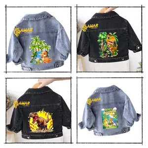 JAKET JEANS ANAK COWOK CEWEK MOTIF DINOSAUR 3D USIA 1-9TH