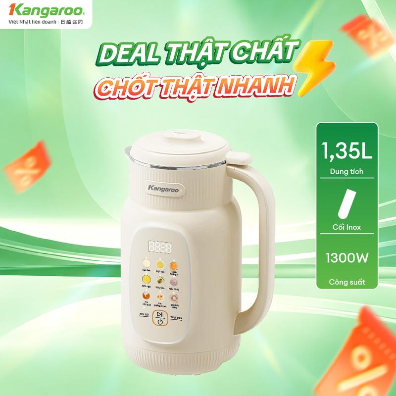KGNM135B01 | Máy làm sữa hạt Đa Năng Kangaroo 8 Chức Năng Xay Nấu | Công Suất Xay 350W, Công Suất Nấu 1000W | Dung tích 1.35L