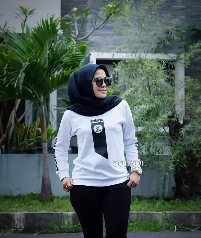 Outfit Hijab Style / Baju Atasan Lengan Panjang / Sweater ZOLAQU / COD / Baju Wanita Lengan Panjang / Sweater Hijab Style / Kaos Nyaman Muslim Oblong 0