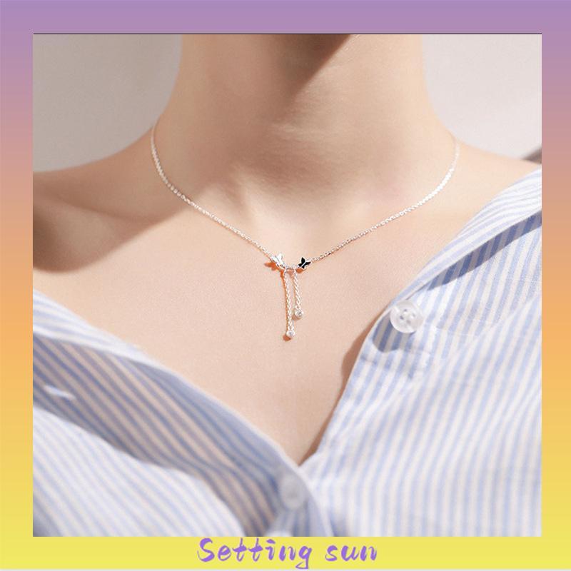 Gaya Korea Baru Liontin Kupu-kupu Desain Kalung Wanita Sederhana Temperamen Rantai Klavikula TN 0