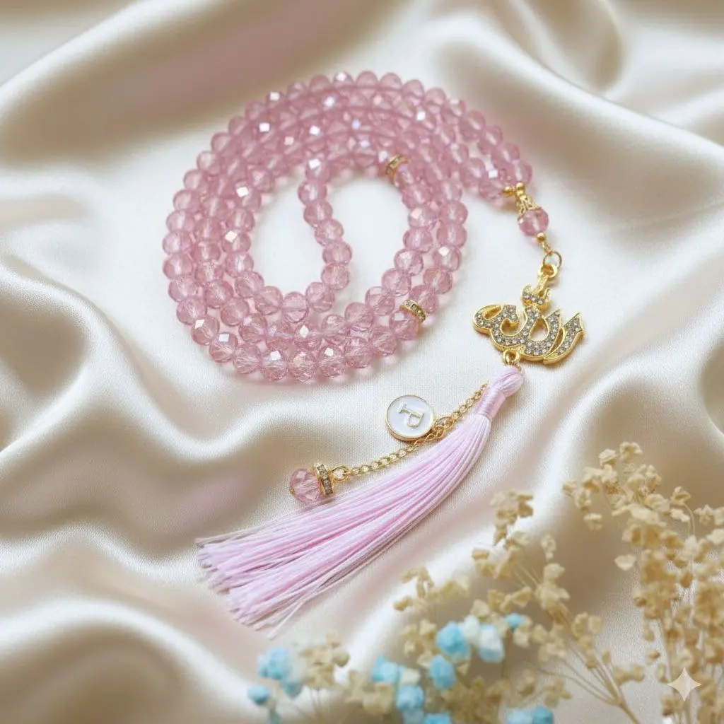 Tasbih Seserahan Souvenir Pernikahan Free Inisial Nama / Tasbih 100 Butir Motif Terbaru / Tasbih Aesthetic Perlengkapan Sholat / Tasbih 99 Butir Bahan Kristal Premium Plus Lafadz Allah