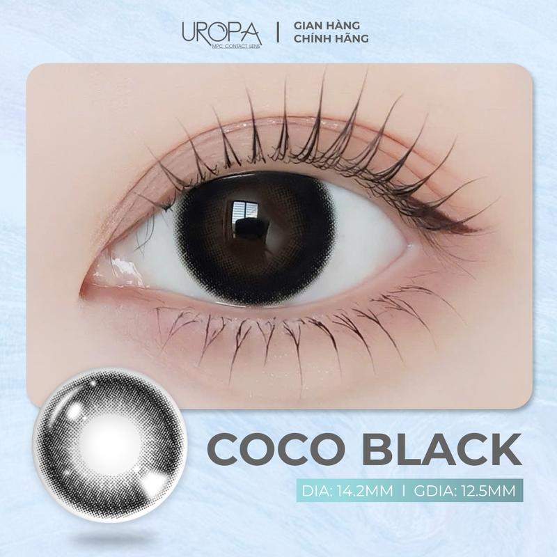 Lens cận siêu cấp ẩm UROPA LENS màu đen Coco Black, kính áp tròng 6 tháng, chống ánh sáng xanh( Từ 0-8 độ)