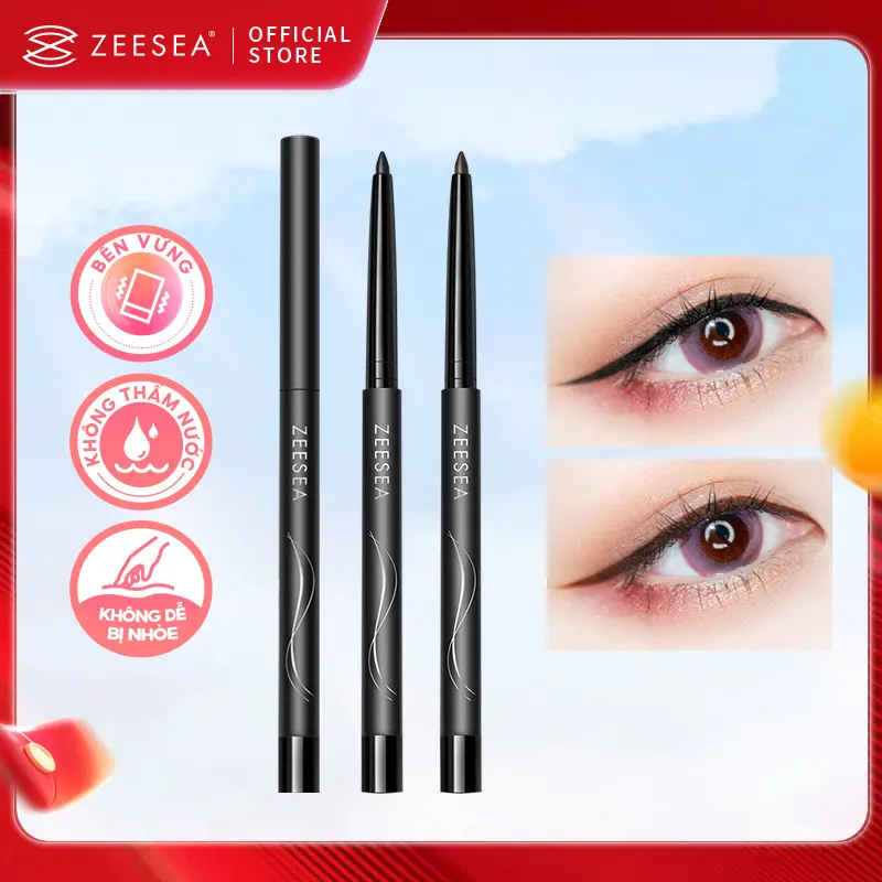 Bút Kẻ Mắt Dạng Gel Zeeea, 24 giờ, Không Thấm Nước, Lâu Trôi, Không Dính, Mịn, Thích Hợp Cho Mắt, Bút Trang Điểm, 3 Màu Có Sẵn 0