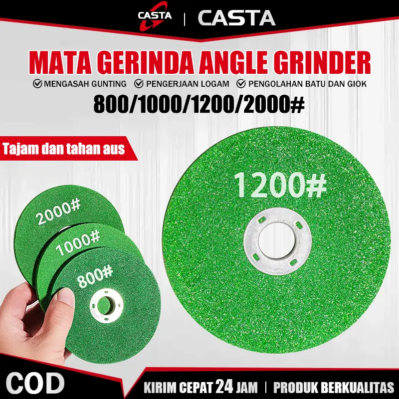 CASTA Grinding Wheel Tebal 6mm Resin 4 Inch Grit 800 1000 1200 2000 untuk Penggiling Sudut Asah Poles Besi Stainless Pisau Dapur Multifungsi Tahan Lama Anti Seismik Peralatan Rumah Tangga Profesional