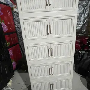 Lemari Plastik Lipat Serbaguna 3/4/5Susun Furniture Material Fleksibel & Praktis untuk Penyimpanan Efisien Rumah Anda