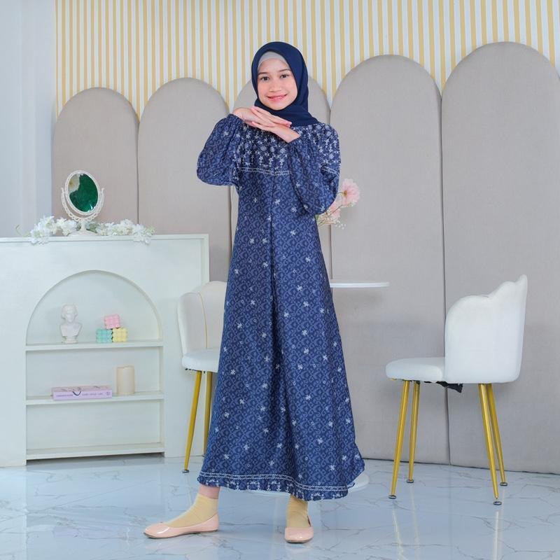 gamis couple motif ibu dan anak bahan silk print sarimbit 4