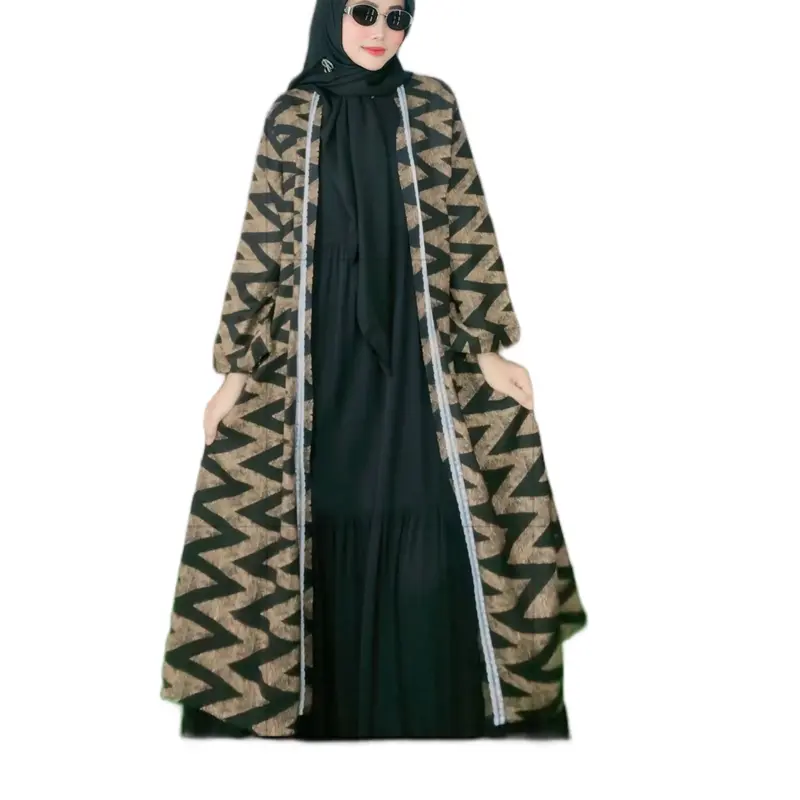 NEW PRODUK VAARIASI JUMBO LD 140  buat INERNYA  OUTER NYA LD 130 BAHAN RAYON TWILL CAKEP CANTIK FASHION KEKINIAN Dress Gold Hitam baju lebaran perempuan Muslim Wanita Gamis Setelan 1